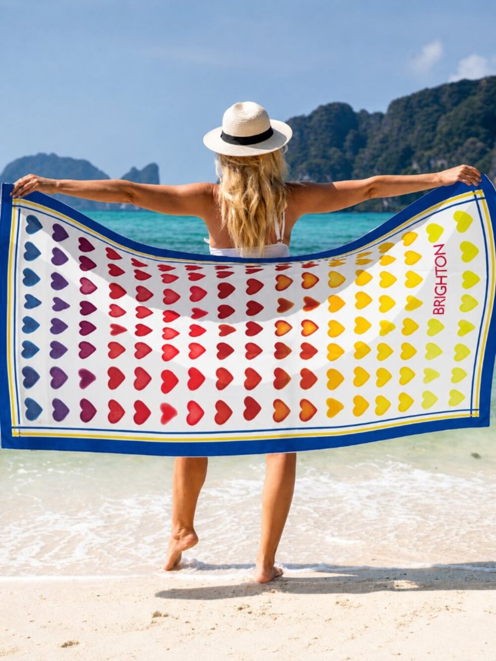 Brighton Ombre Hearts Beach Towel Fun In The Sun NWT 60X30